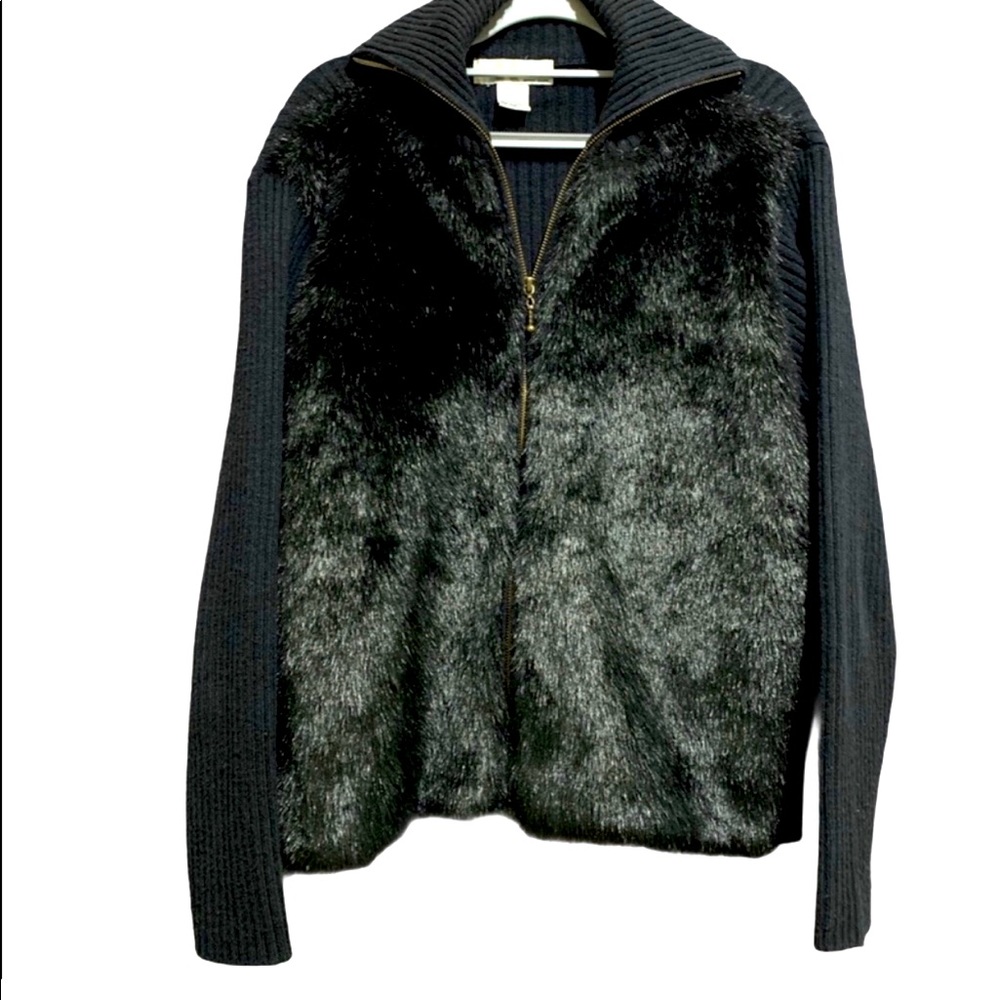 Kikit faux fur black jacket/sweater size S